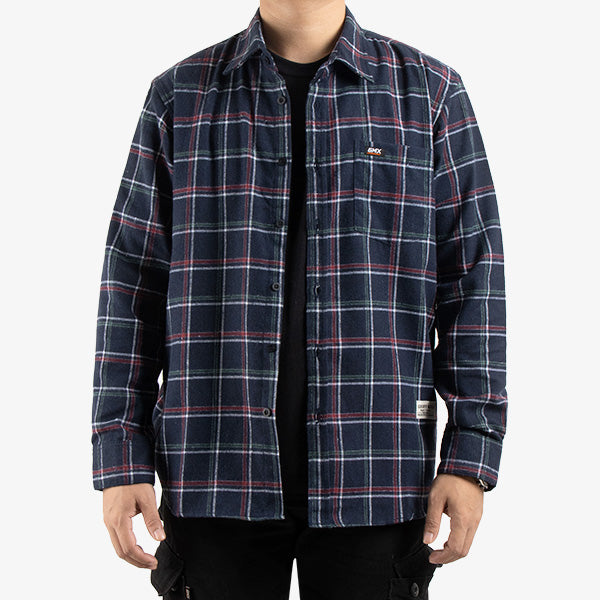 Serpent Navy Red Green LS Flanel